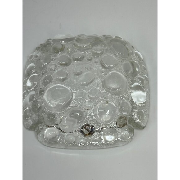 VTG 90s Libbey Clear Pebble Art Glass Ashtray 4" Mid Century Modern Trinket Dish - Picture 3 of 5